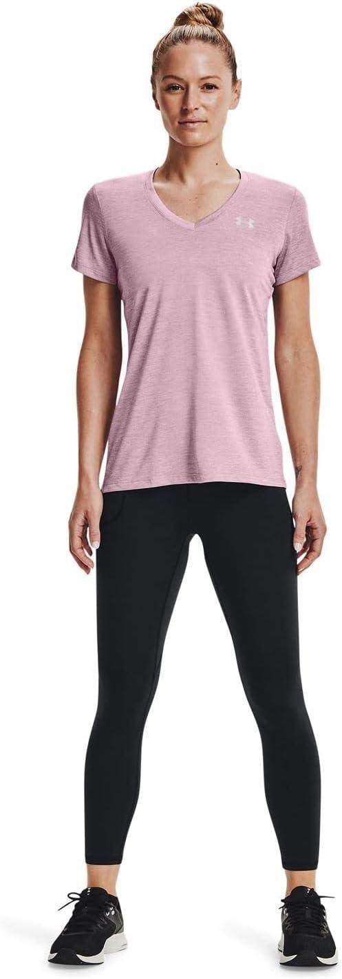 image:imageUnder Armour Womens Tech VNeck Twist ShortSleeve TShirtMauve Pink 699Metallic Silver
