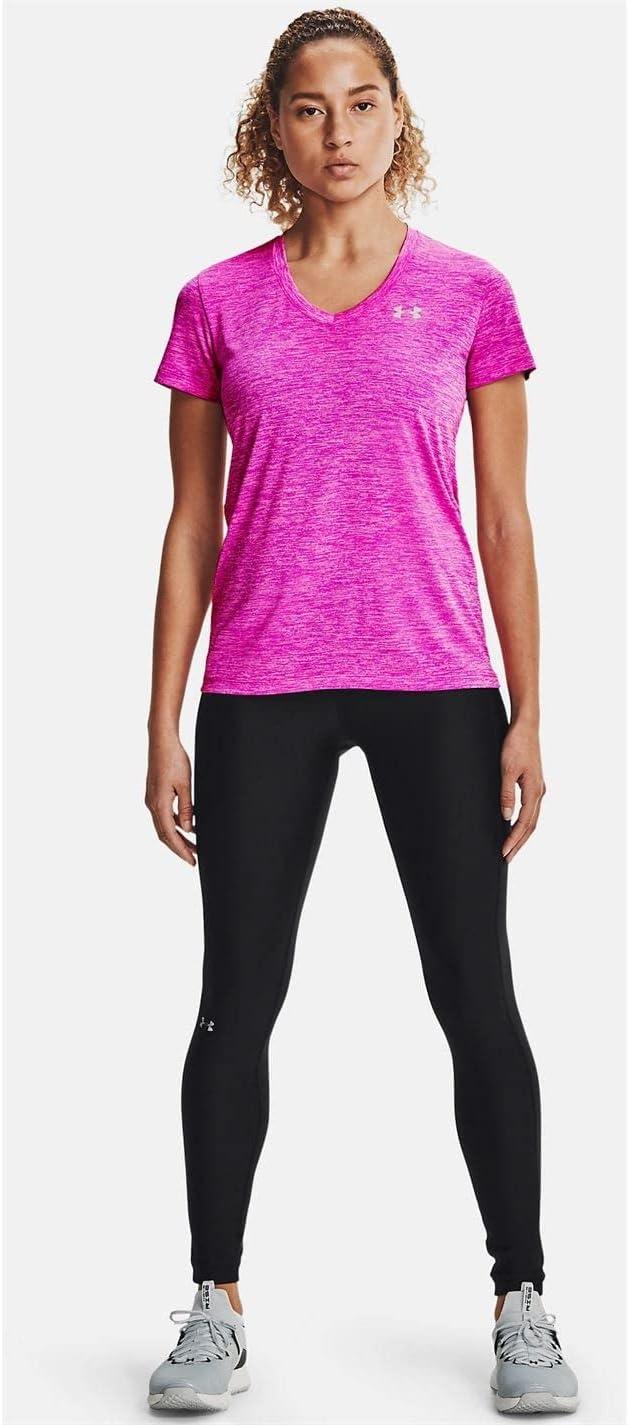 image:imageUnder Armour Womens Tech VNeck Twist ShortSleeve TShirtMeteor Pink 660Metallic Silver