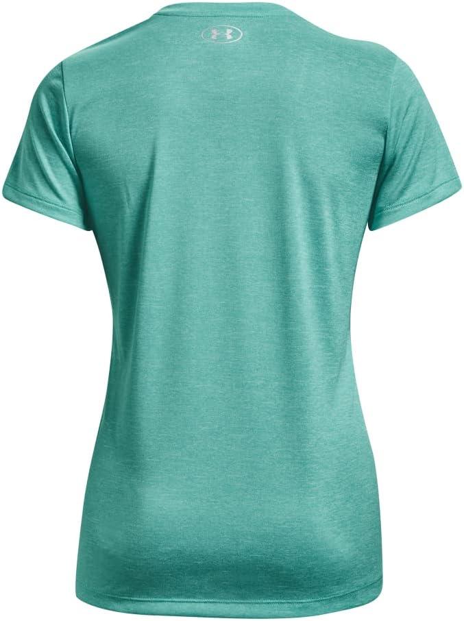 image:imageUnder Armour Womens Tech VNeck Twist ShortSleeve TShirtNeptune 369 Metallic Silver