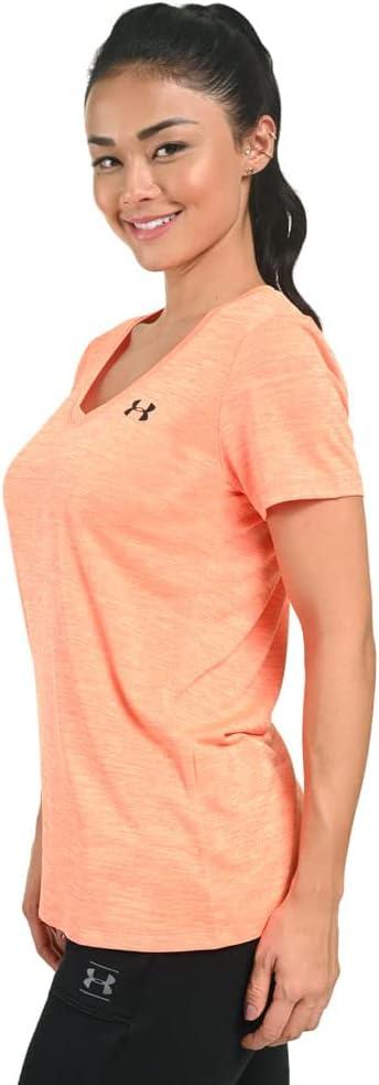 image:imageUnder Armour Womens Tech VNeck Twist ShortSleeve TShirtPeach Plasma