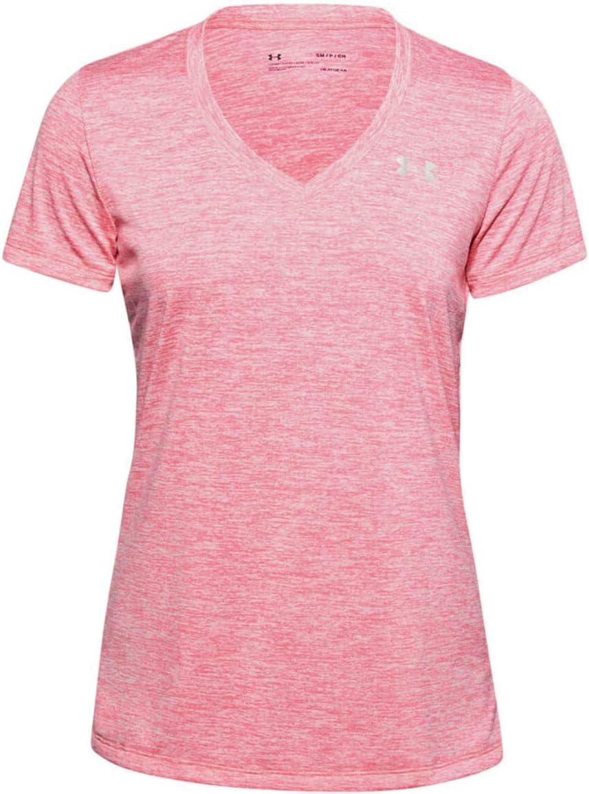 image:imageUnder Armour Womens Tech VNeck Twist ShortSleeve TShirtPink Lemonade 668Tonal