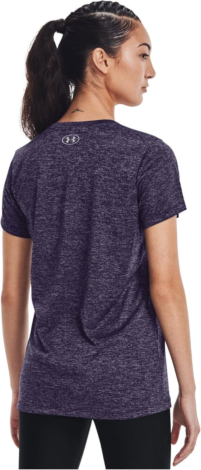 image:imageUnder Armour Womens Tech VNeck Twist ShortSleeve TShirtPurple Switch 572 Metallic Silver