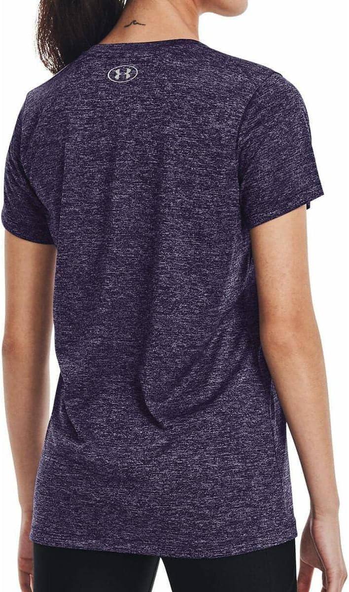 image:imageUnder Armour Womens Tech VNeck Twist ShortSleeve TShirtPurple Switch 572 Metallic Silver