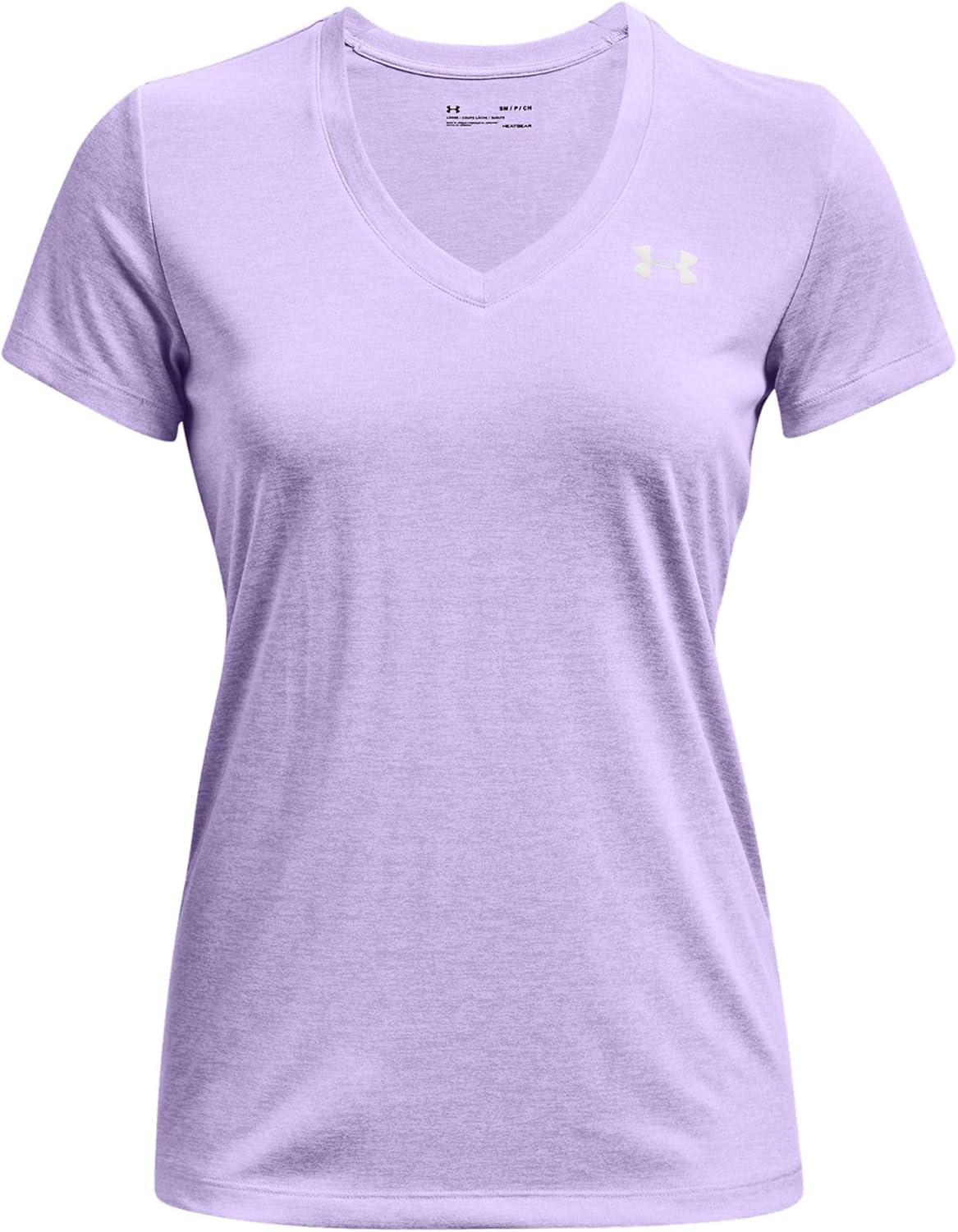 image:imageUnder Armour Womens Tech VNeck Twist ShortSleeve TShirtPurple Tint 532Metallic Silver