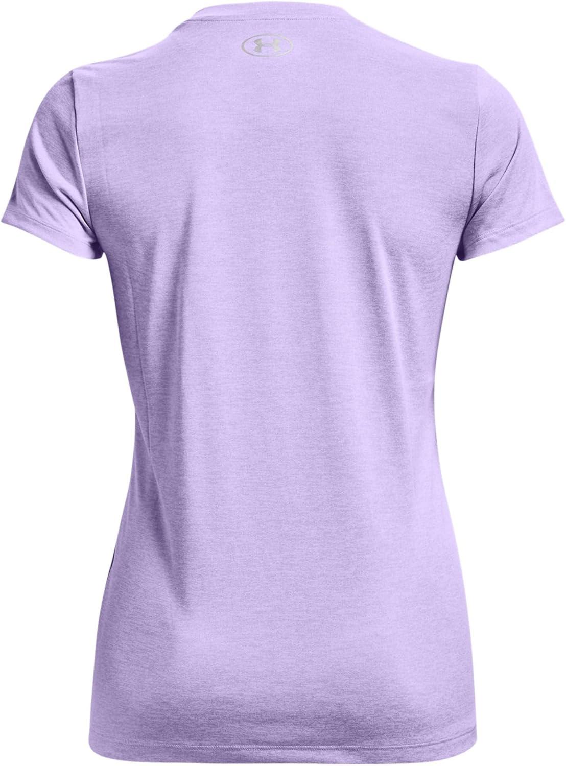 image:imageUnder Armour Womens Tech VNeck Twist ShortSleeve TShirtPurple Tint 532Metallic Silver