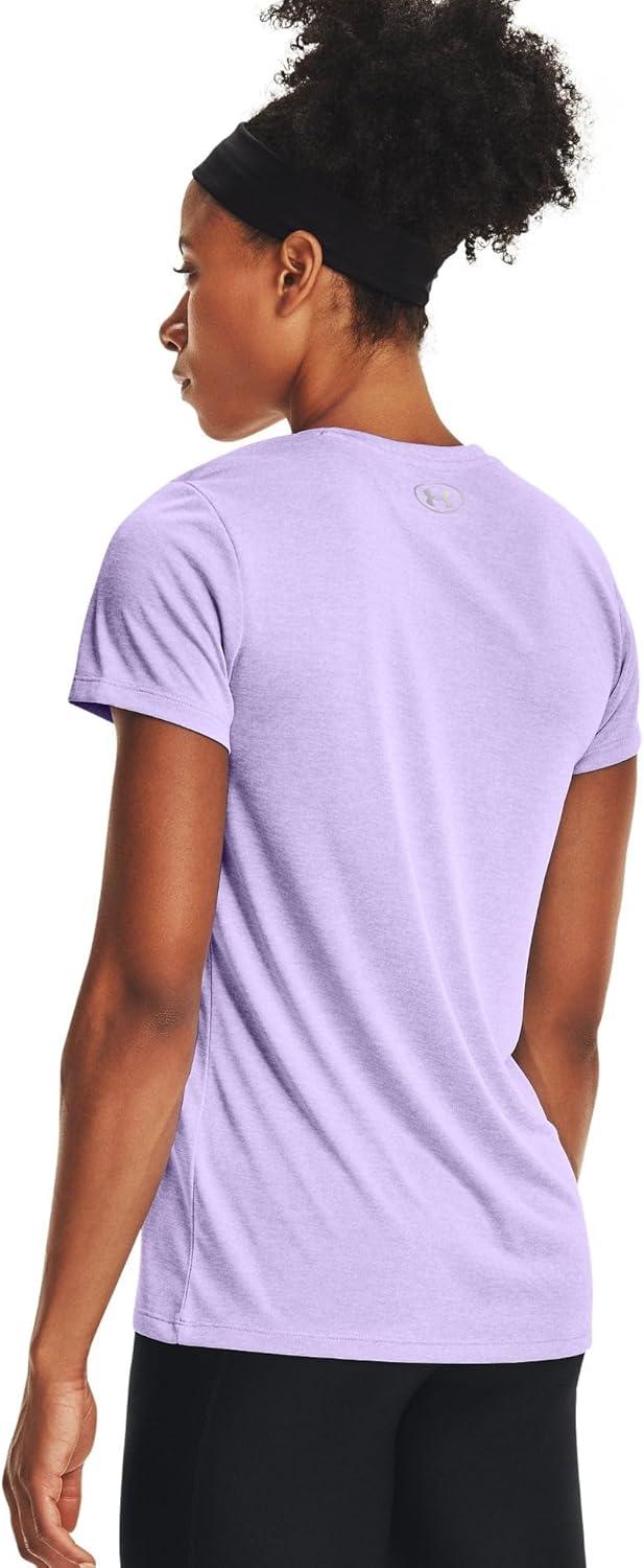image:imageUnder Armour Womens Tech VNeck Twist ShortSleeve TShirtPurple Tint 532Metallic Silver