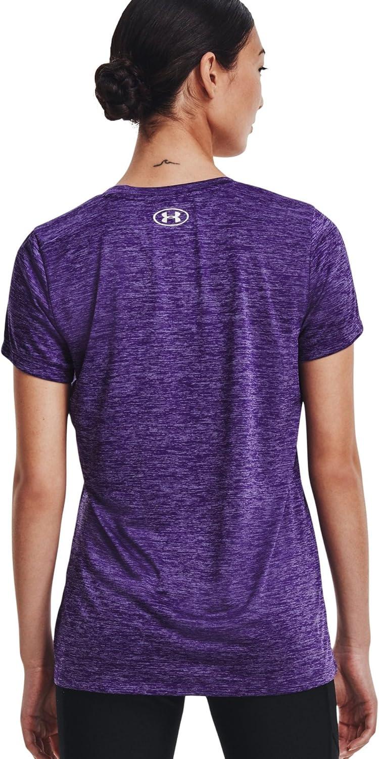 image:imageUnder Armour Womens Tech VNeck Twist ShortSleeve TShirtPurple Zest 754Metallic Silver