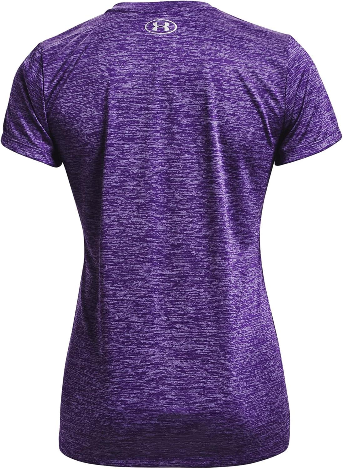 image:imageUnder Armour Womens Tech VNeck Twist ShortSleeve TShirtPurple Zest 754Metallic Silver