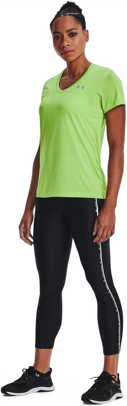 image:imageUnder Armour Womens Tech VNeck Twist ShortSleeve TShirtQuirky Lime 753Metallic Silver