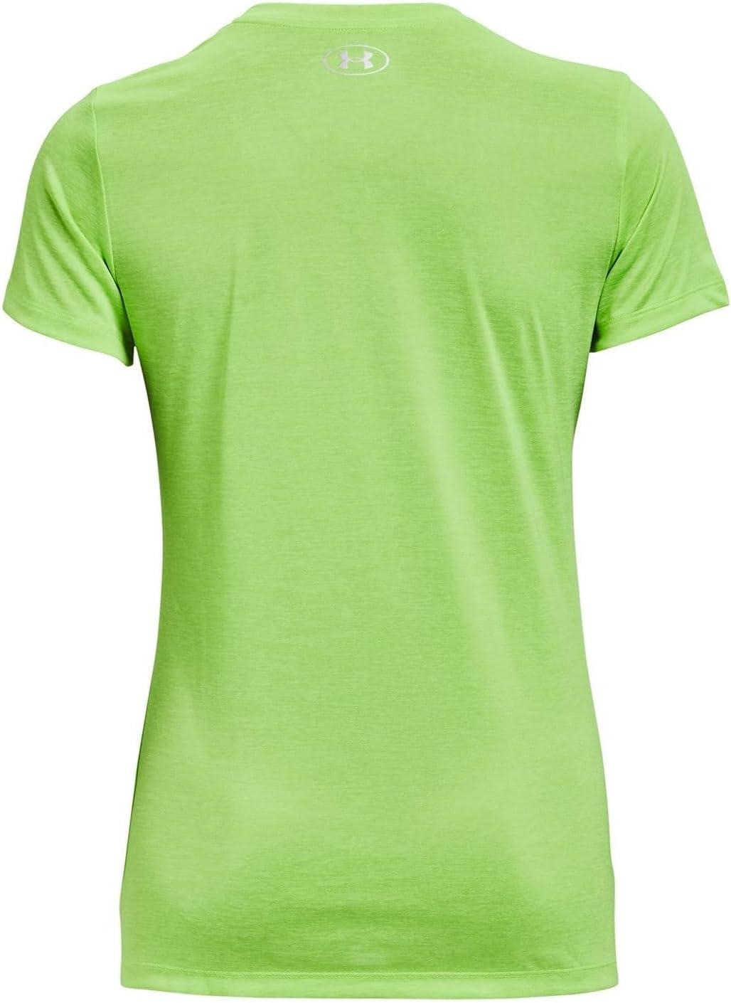 image:imageUnder Armour Womens Tech VNeck Twist ShortSleeve TShirtQuirky Lime 753Metallic Silver