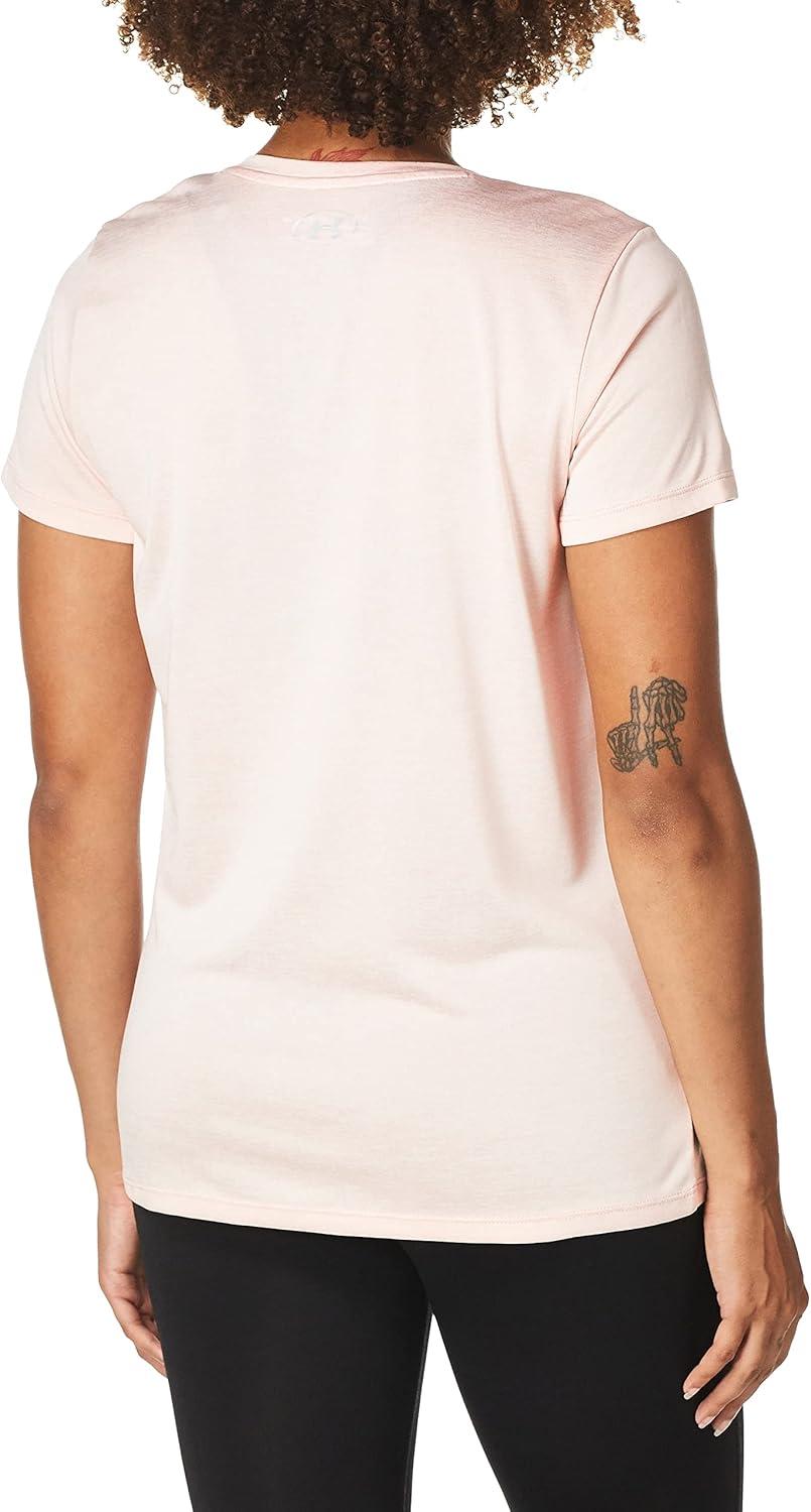 image:imageUnder Armour Womens Tech VNeck Twist ShortSleeve TShirtRetro Pink 676Metallic Silver