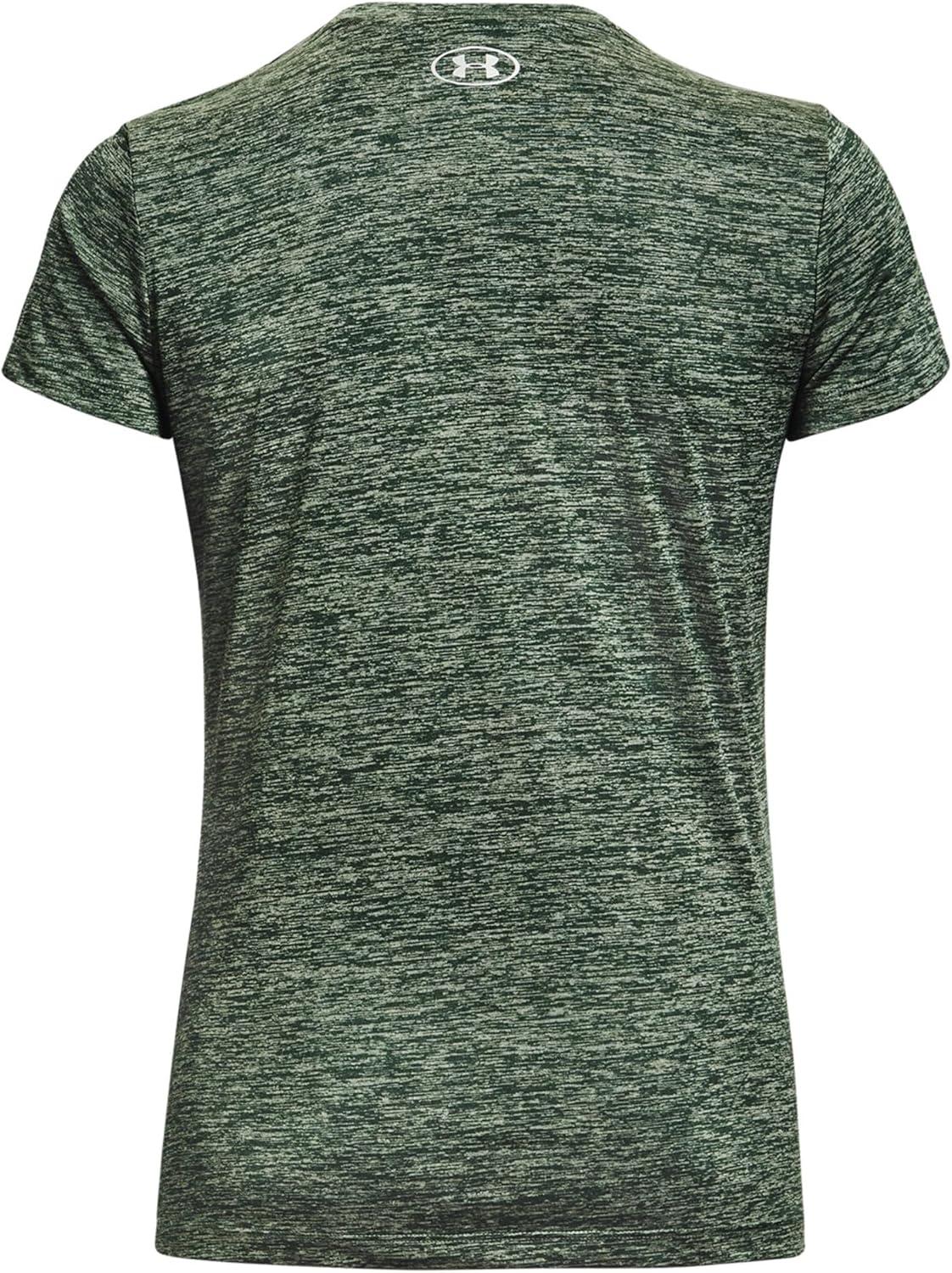 image:imageUnder Armour Womens Tech VNeck Twist ShortSleeve TShirtSilica Green 348Metallic Silver