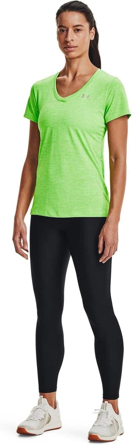 image:imageUnder Armour Womens Tech VNeck Twist ShortSleeve TShirtSummer Lime 162Metallic Silver