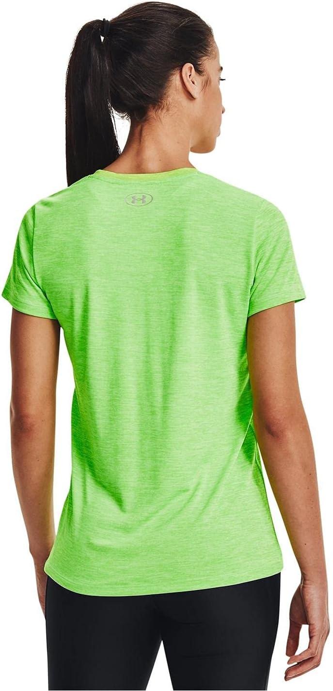 image:imageUnder Armour Womens Tech VNeck Twist ShortSleeve TShirtSummer Lime 162Metallic Silver