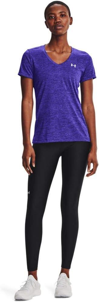 image:imageUnder Armour Womens Tech VNeck Twist ShortSleeve TShirtUltra Indigo 409Metallic Silver