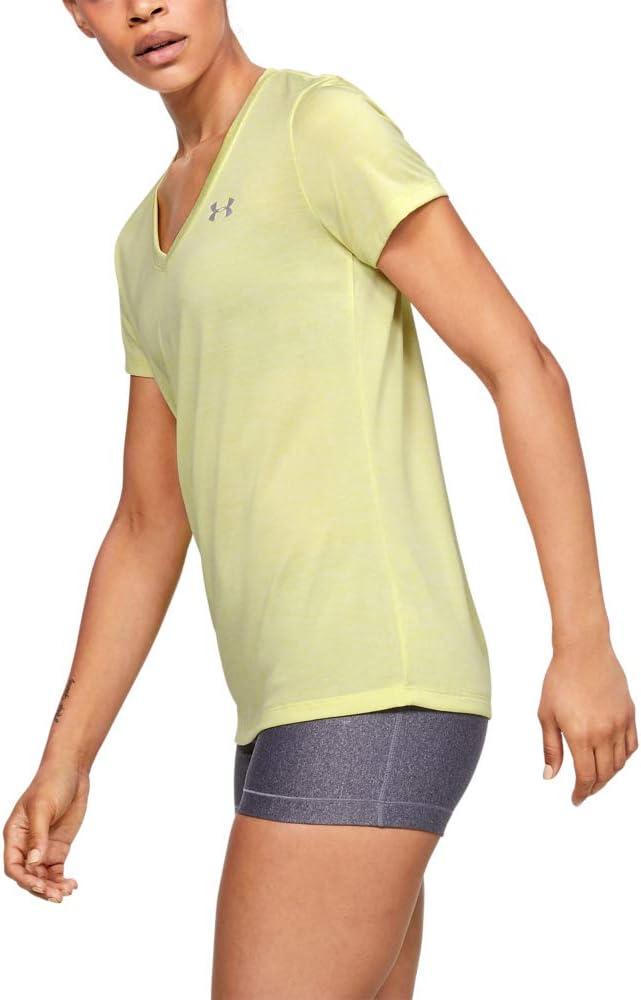 image:imageUnder Armour Womens Tech VNeck Twist ShortSleeve TShirtXray 788Metallic Silver