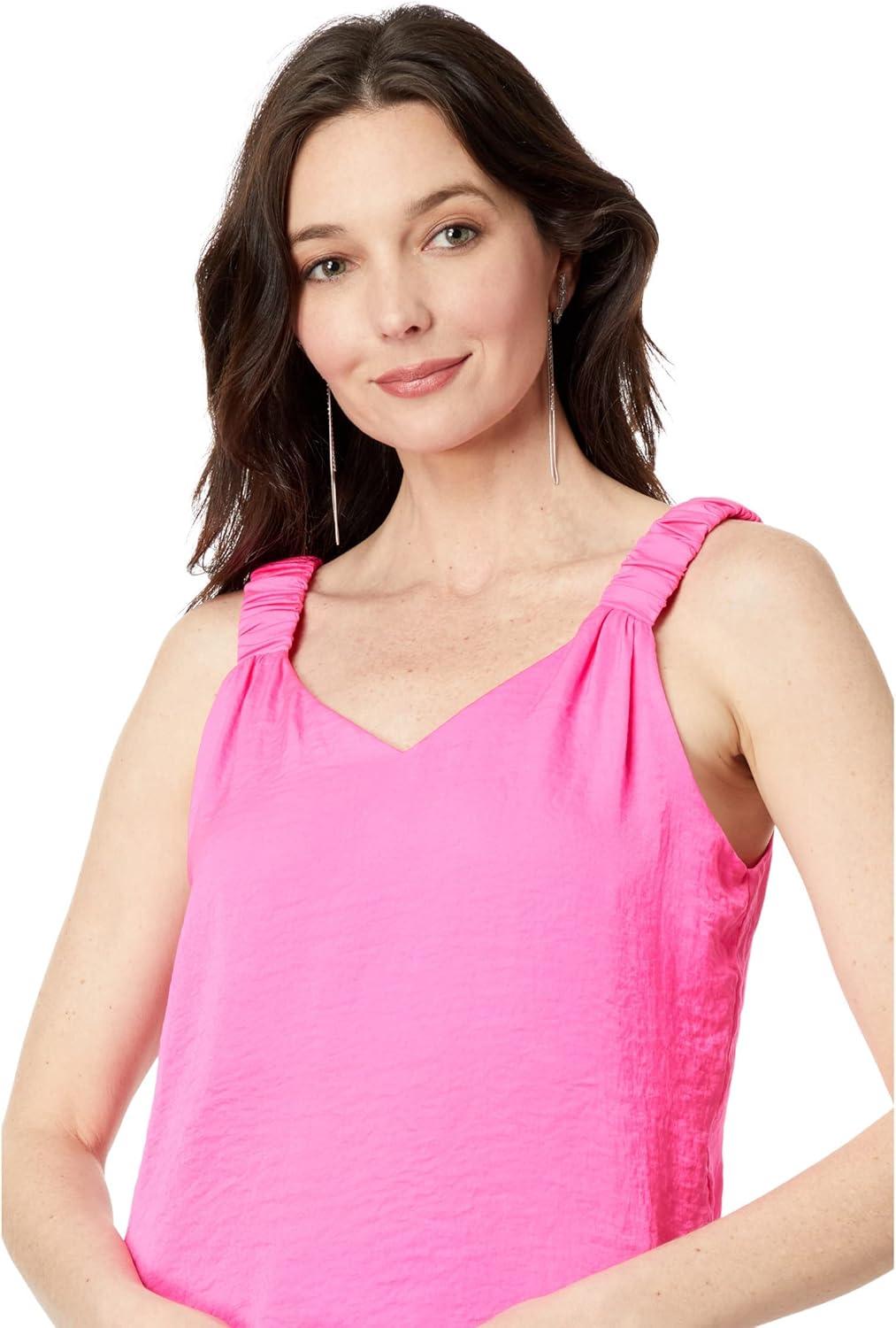 image:imageVince Camuto Sleeveless Ruffle Strap Rumple TankHot Pink