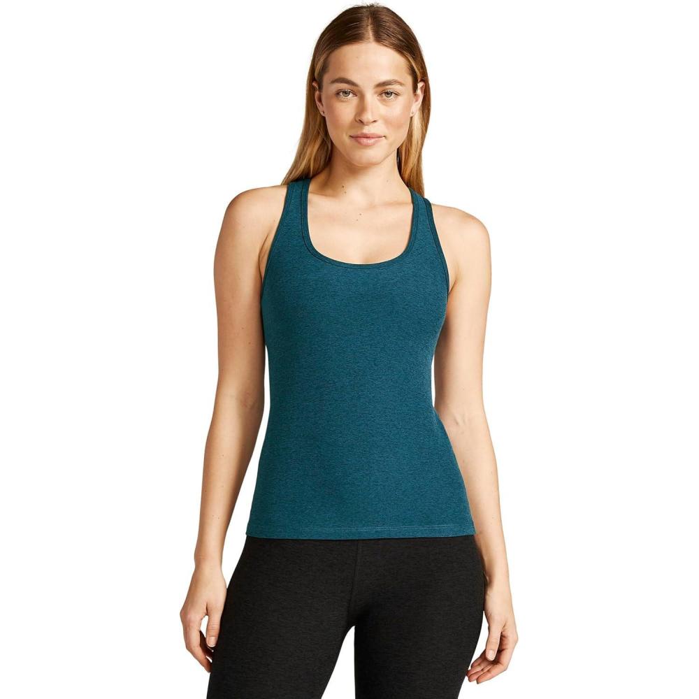 image:imageBeyond Yoga Womens Spacedye Step Up Racerback TankBlue Gem Heather