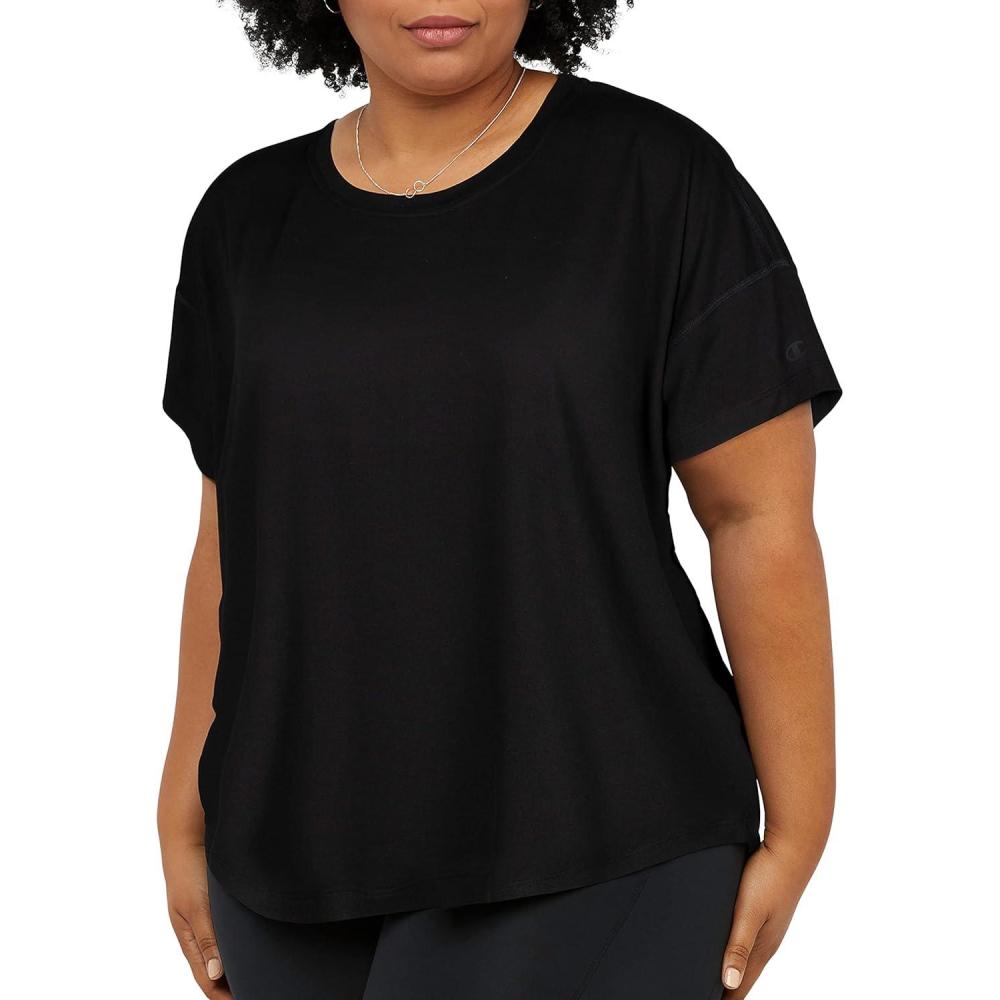 image:imageChampion TShirt Soft Touch Moisture Wicking Essential Tee for Women Plus SizeBlack