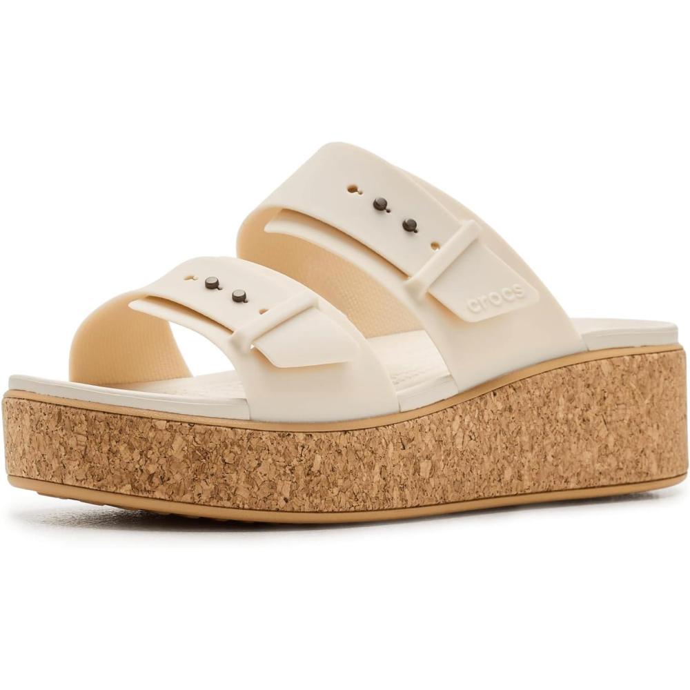 image:imageCrocs Womens Brooklyn Cork Buckle SandalsFrappe