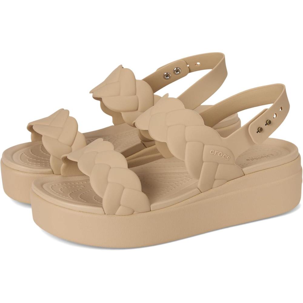 image:imageCrocs Womens Brooklyn Woven Low Wedge SandalsChai