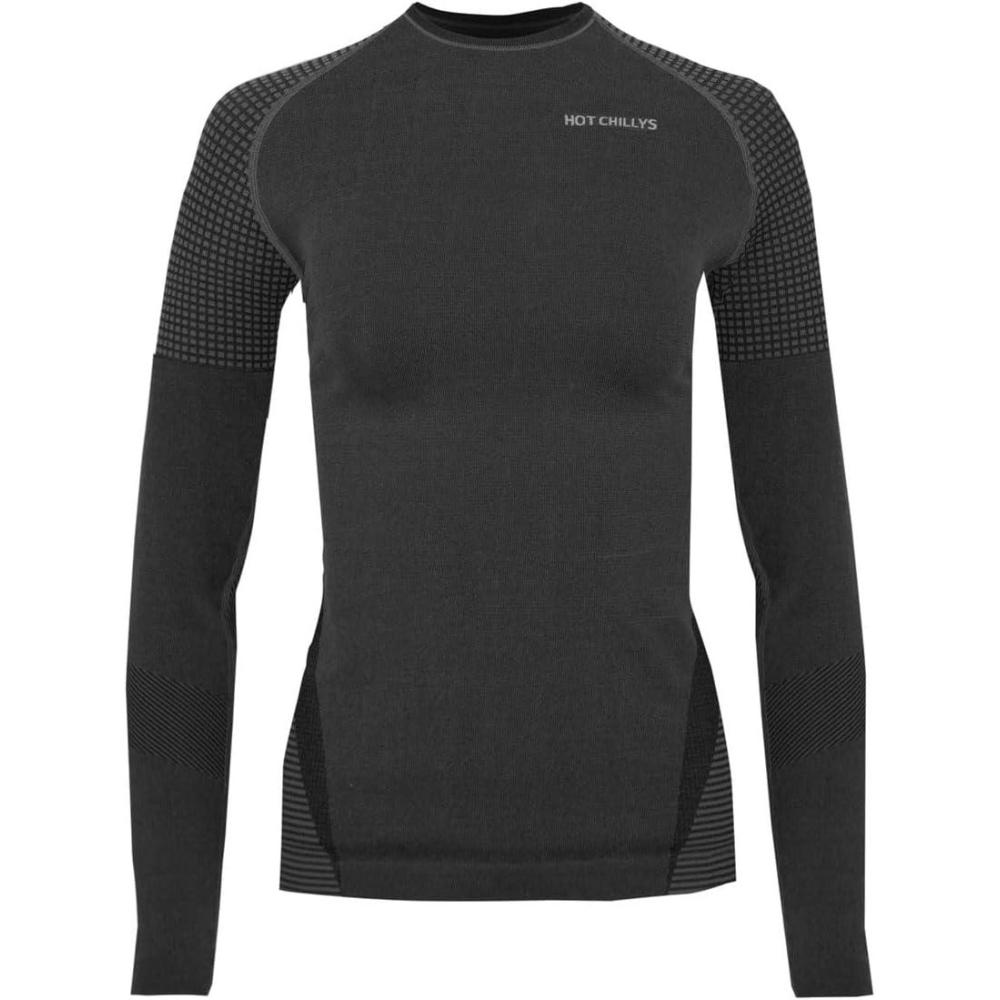 image:imageHot Chillys Womens 3D Knit Crew Midweight Body Fit Base LayerBlack