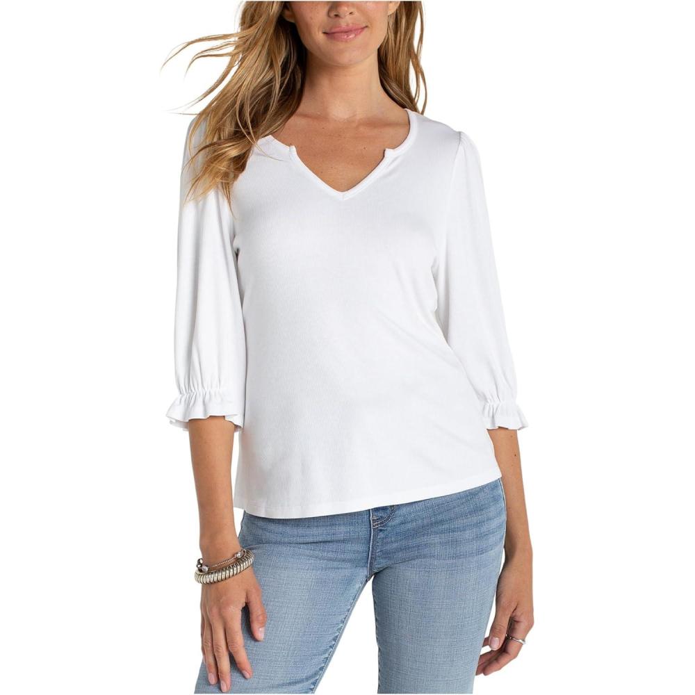 image:imageLiverpool Womens Elbow Sleeve Notch Knit TeeCream