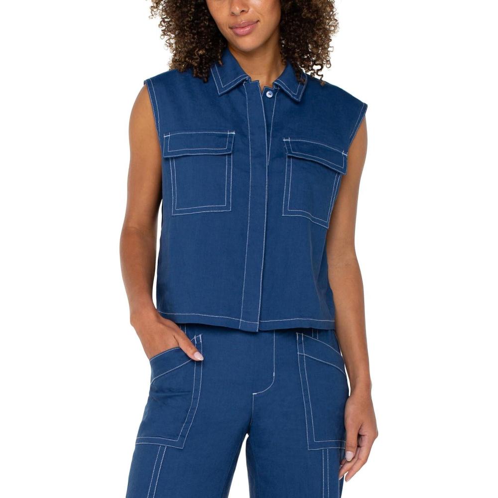 image:imageLiverpool Womens Sleeveless Cargo ShirtGoddess Blue