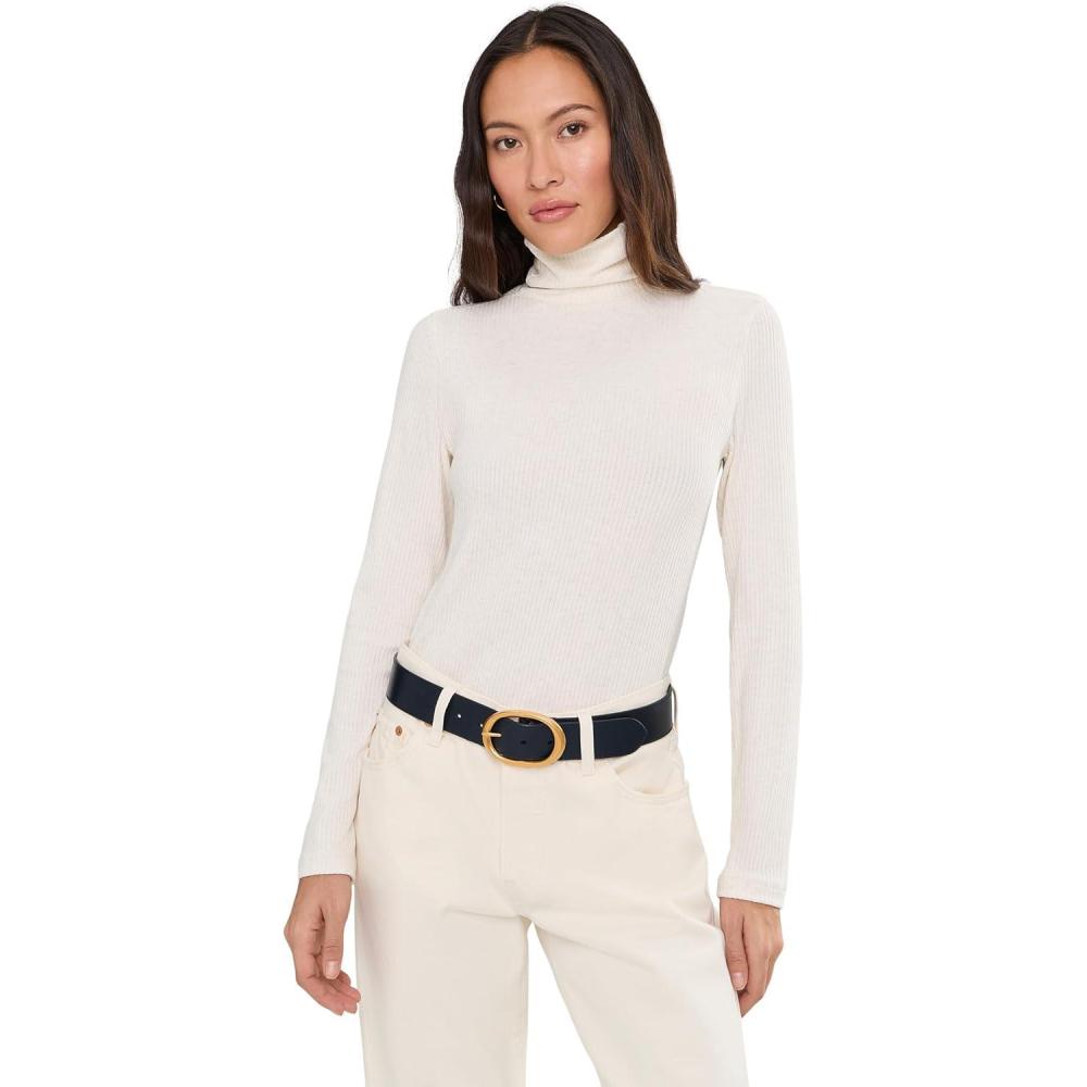 image:imageMadewell Womens Coverstitch Turtleneck Drapey Rayon RibHeather Cream