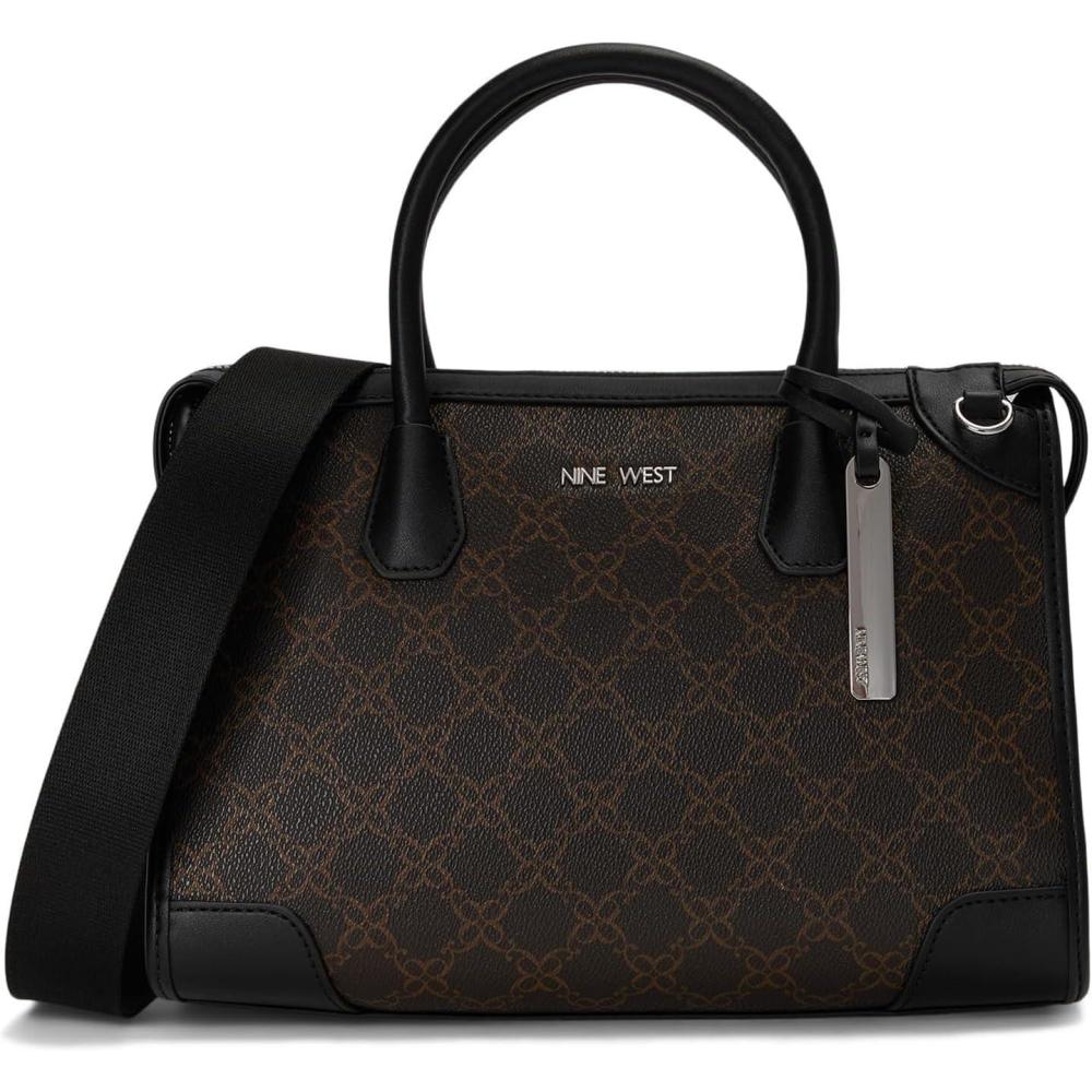 image:imageNine West womens Ellis SatchelBrown LogoBlack