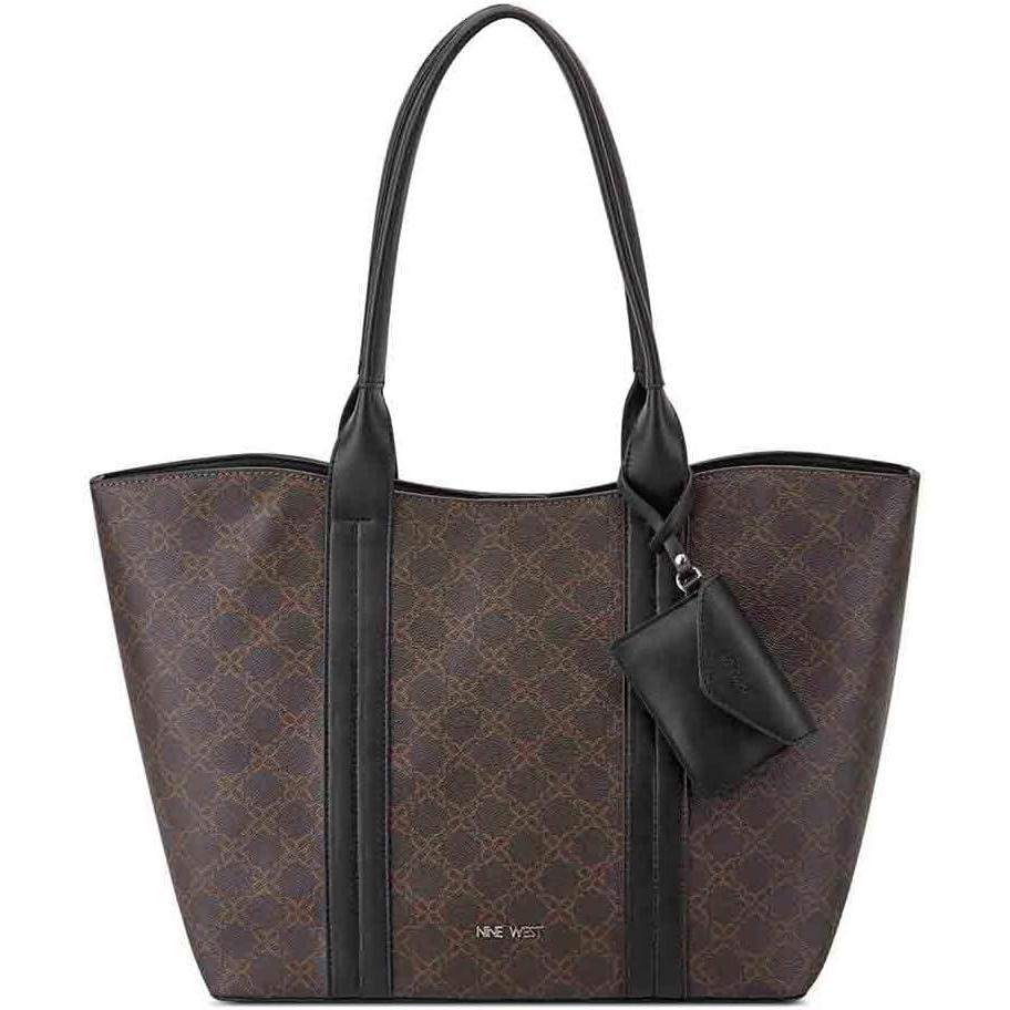 image:imageNine West womens Kyndall Trap ToteBrown LogoBlack