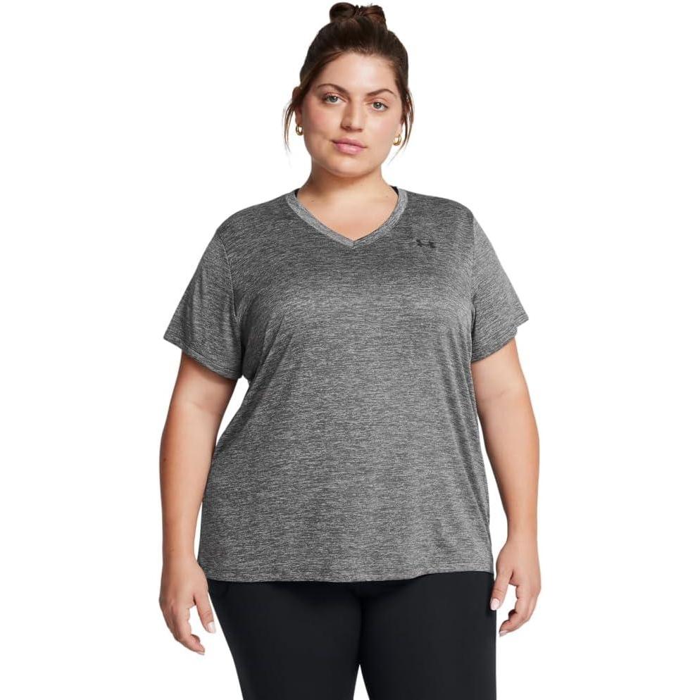 image:imageUnder Armour Womens Tech Short Sleeve VNeck Twist025 Castlerock Black