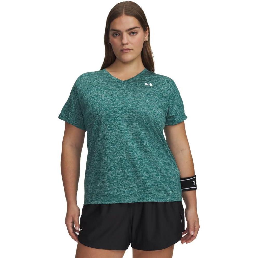 image:imageUnder Armour Womens Tech Short Sleeve VNeck Twist338 Rack Green White