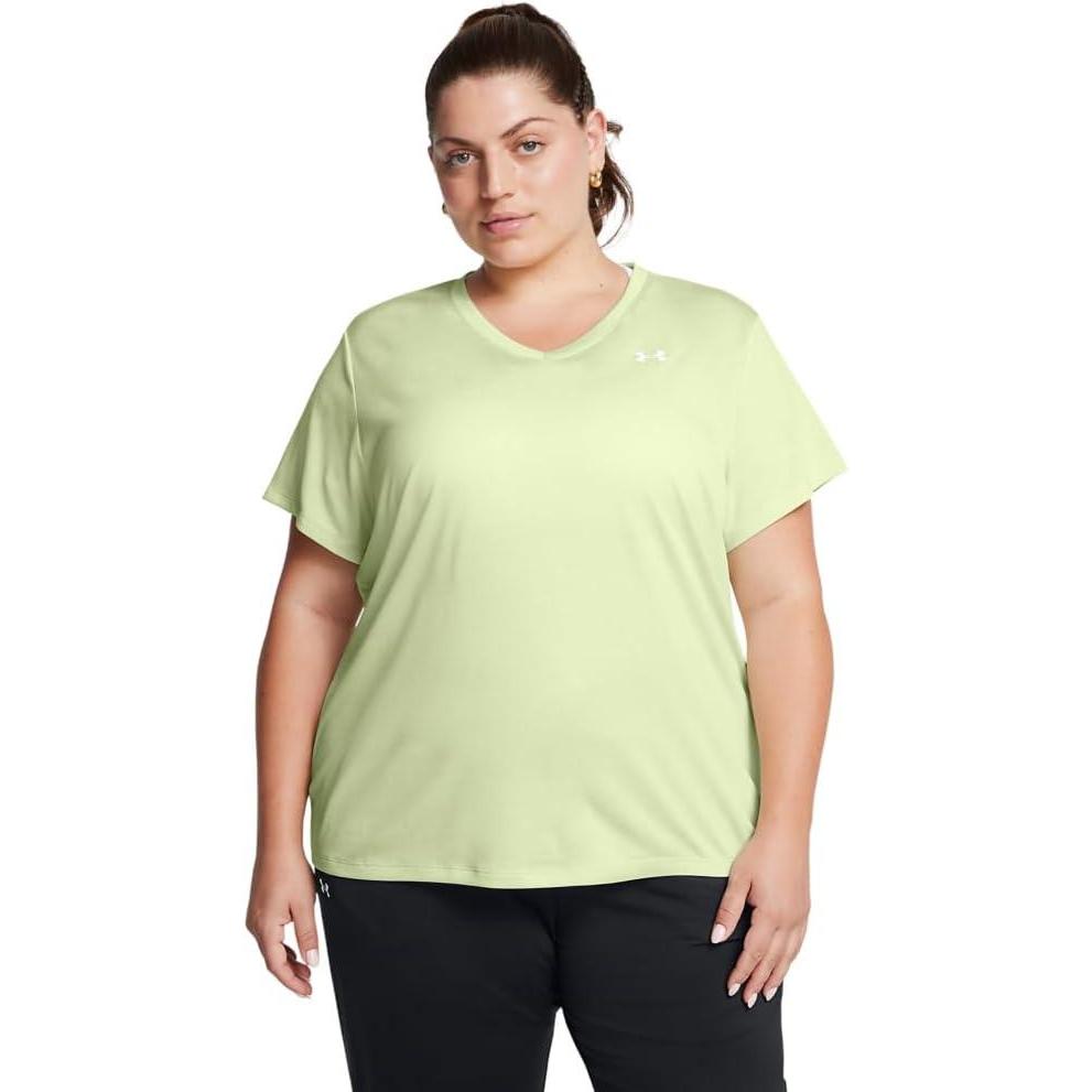 image:imageUnder Armour Womens Tech Short Sleeve VNeck Twist383 Retro Green White