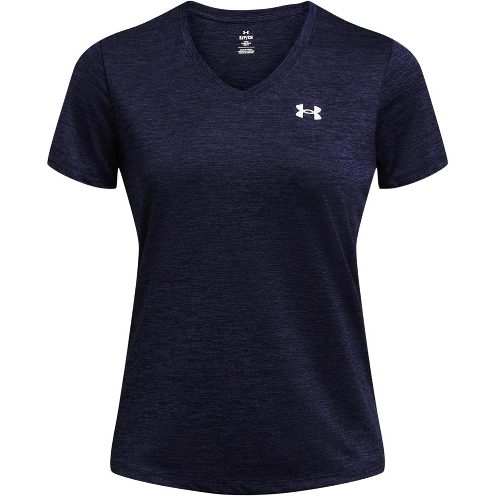 image:imageUnder Armour Womens Tech Short Sleeve VNeck Twist410 Midnight Navy White