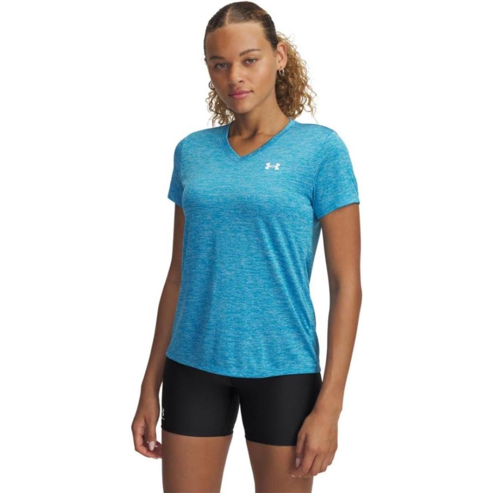 image:imageUnder Armour Womens Tech Short Sleeve VNeck Twist452 Ether Blue White
