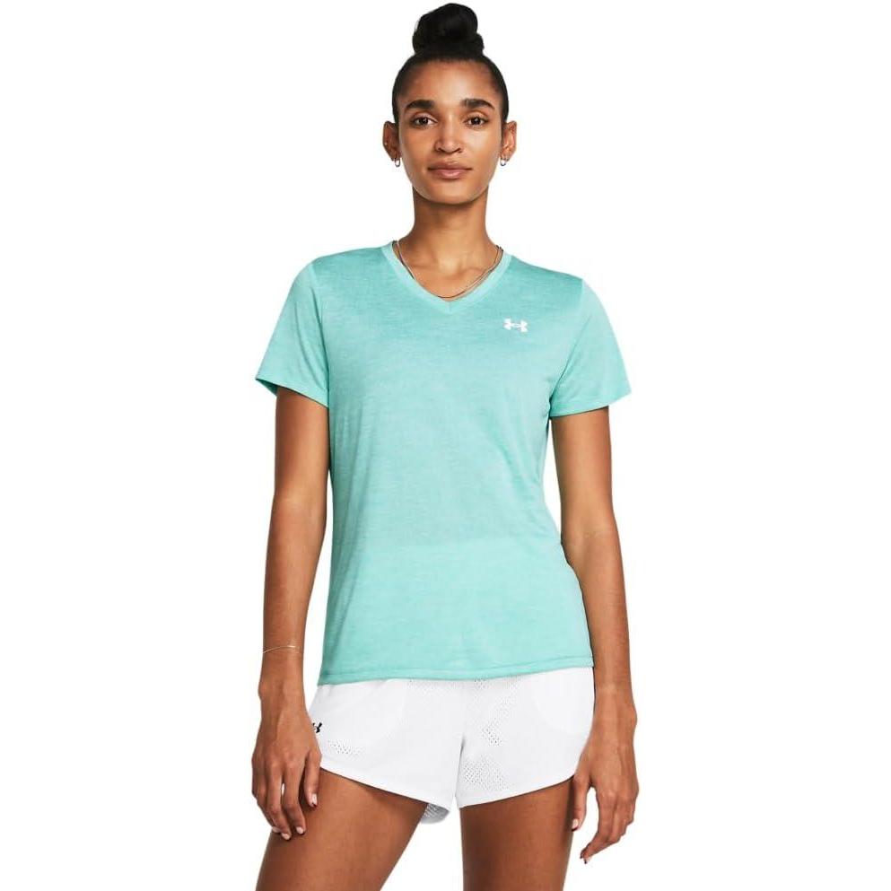 image:imageUnder Armour Womens Tech Short Sleeve VNeck Twist482 Radial Turquoise White White