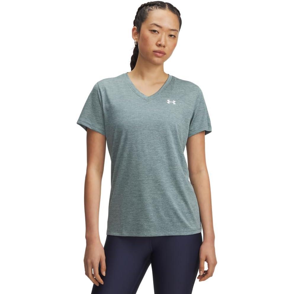 image:imageUnder Armour Womens Tech Short Sleeve VNeck Twist587 Jasper Blue White
