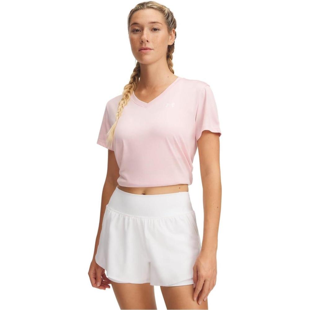 image:imageUnder Armour Womens Tech Short Sleeve VNeck Twist647 Prime Pink White