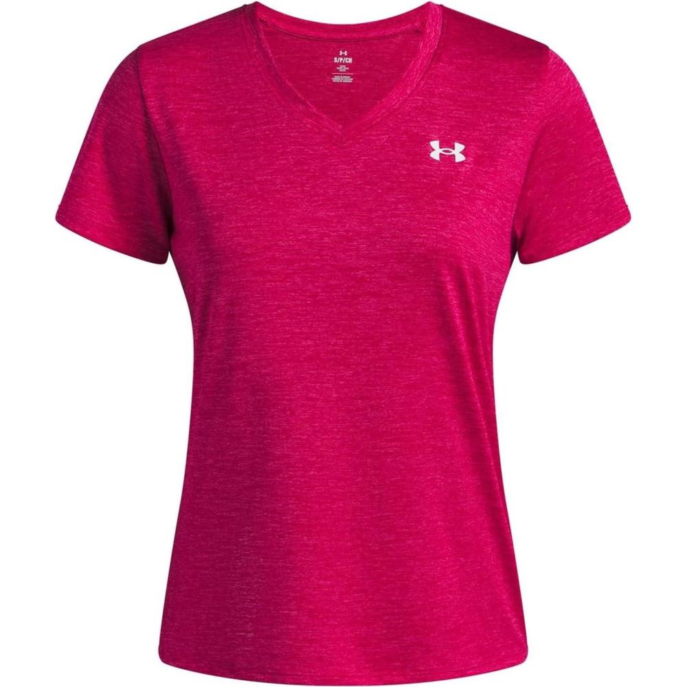 image:imageUnder Armour Womens Tech Short Sleeve VNeck Twist681 Shaded Fuchsia White