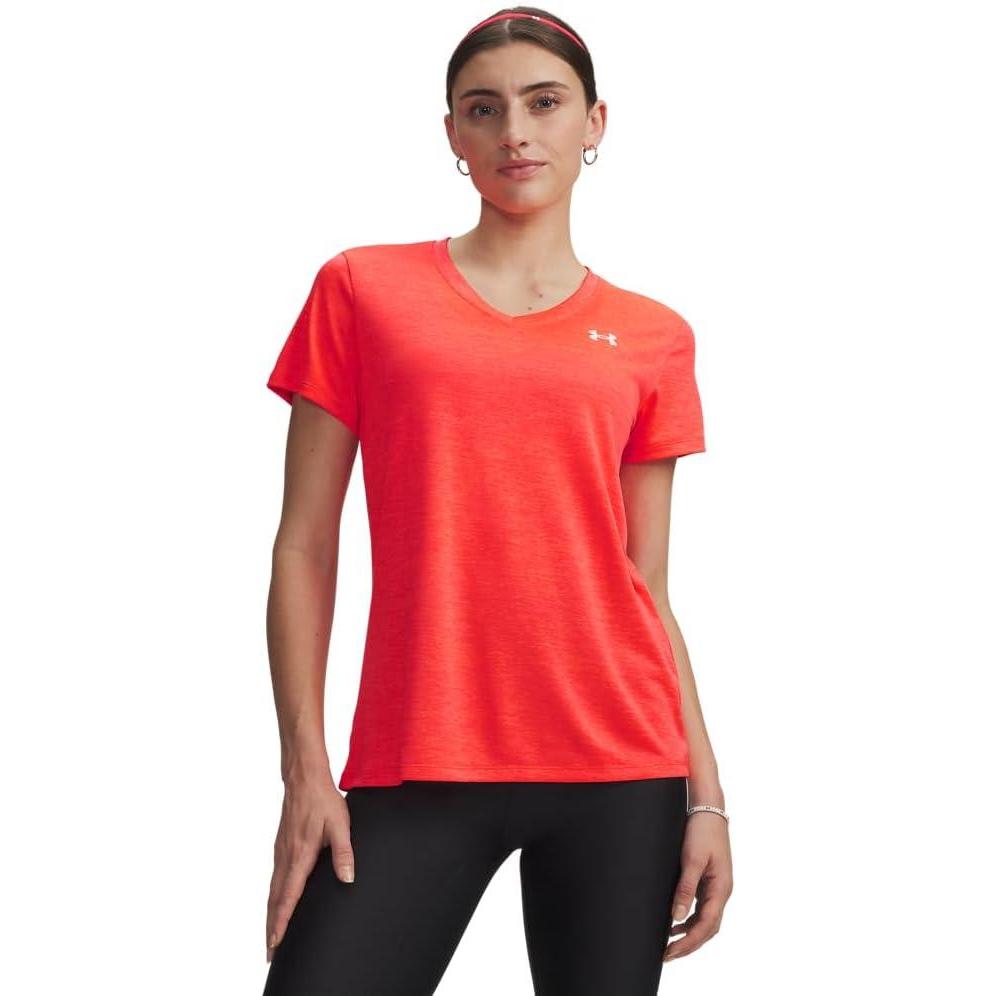 image:imageUnder Armour Womens Tech Short Sleeve VNeck Twist690 Venom Red White