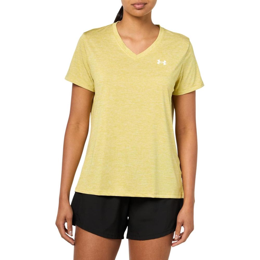 image:imageUnder Armour Womens Tech Short Sleeve VNeck Twist729 Yellow Shade White