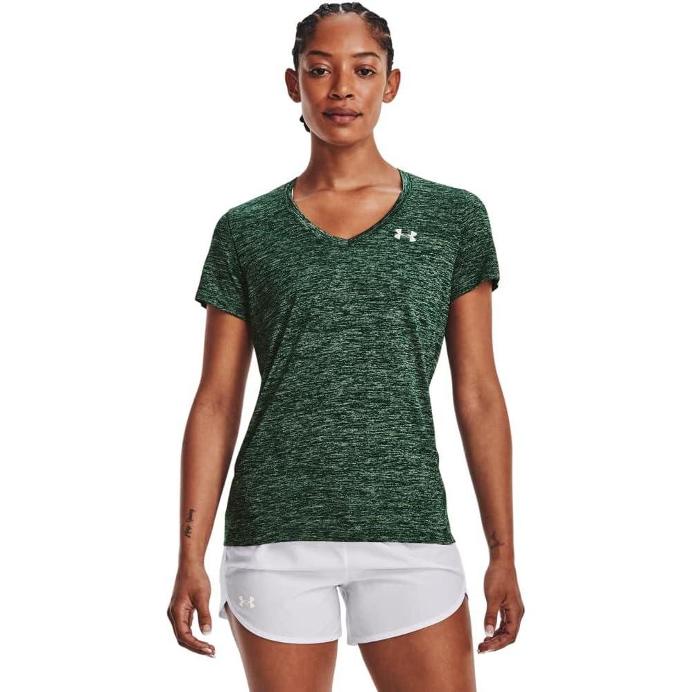 image:imageUnder Armour Womens Tech VNeck Twist ShortSleeve TShirt331 Intensity Ambrosia Metallic Silver