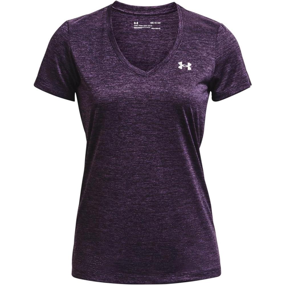 image:imageUnder Armour Womens Tech VNeck Twist ShortSleeve TShirt544 Tux Purple Retro Purple Metallic Silver