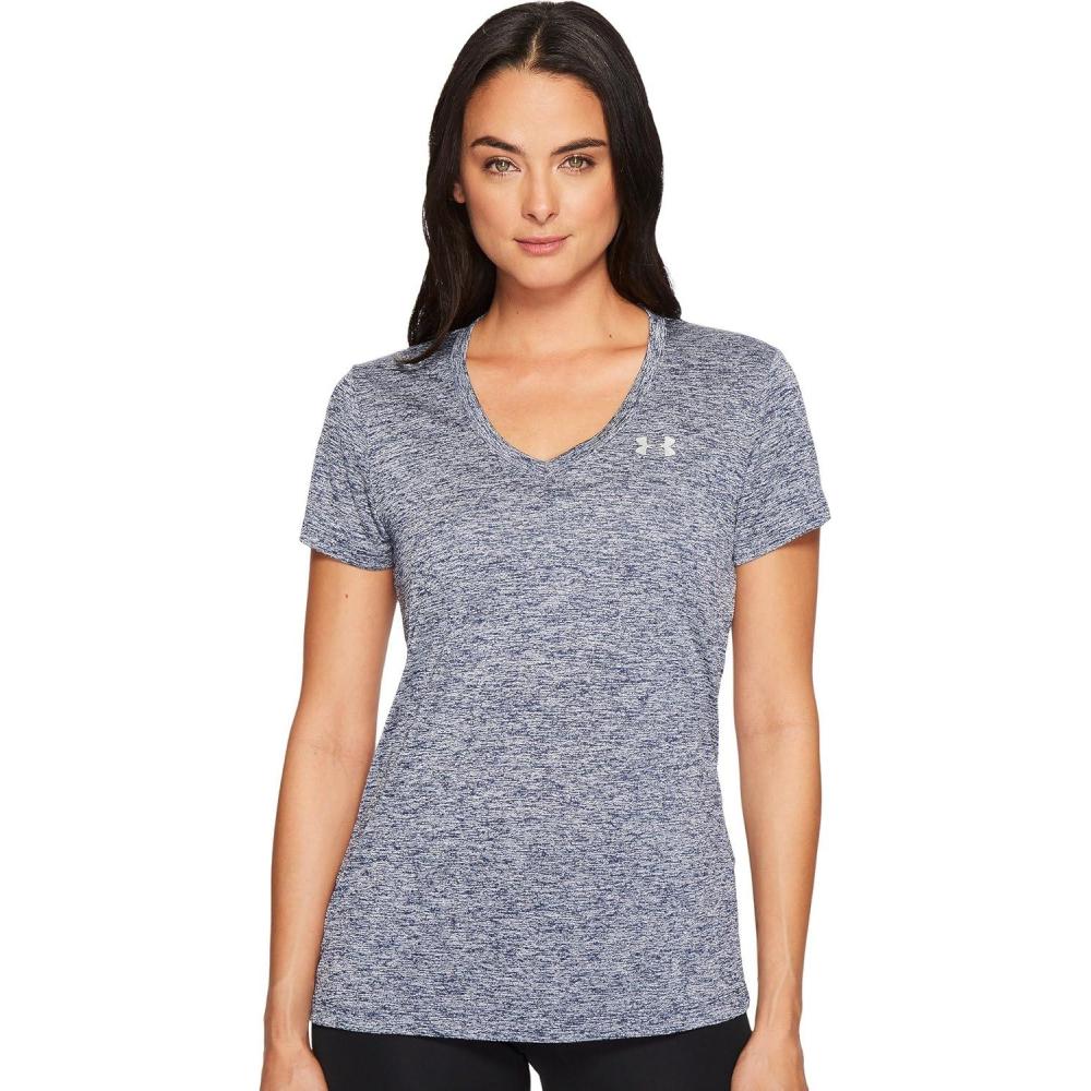 image:imageUnder Armour Womens Tech VNeck Twist ShortSleeve TShirtAcademy Metallic Silver