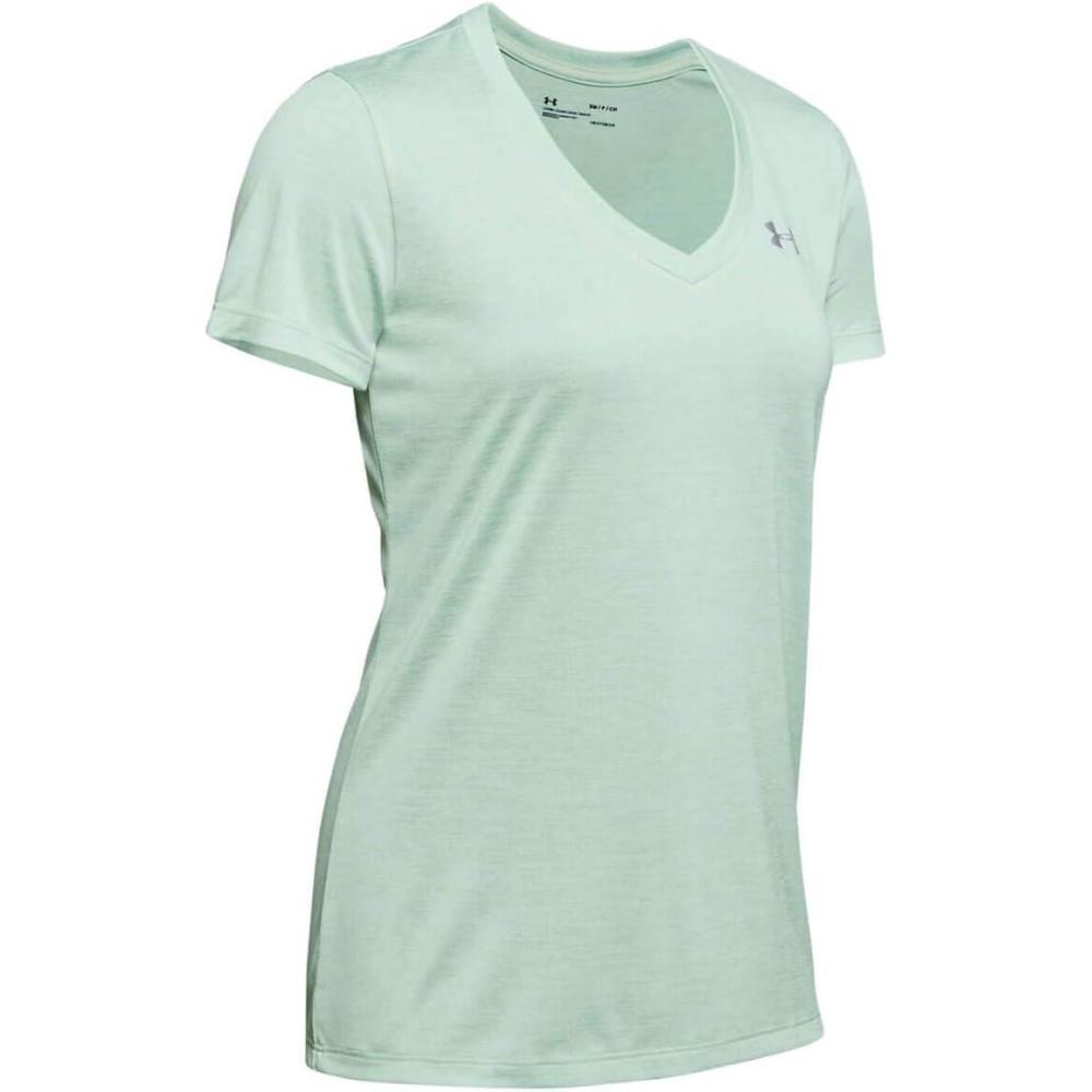 image:imageUnder Armour Womens Tech VNeck Twist ShortSleeve TShirtAtlas Green