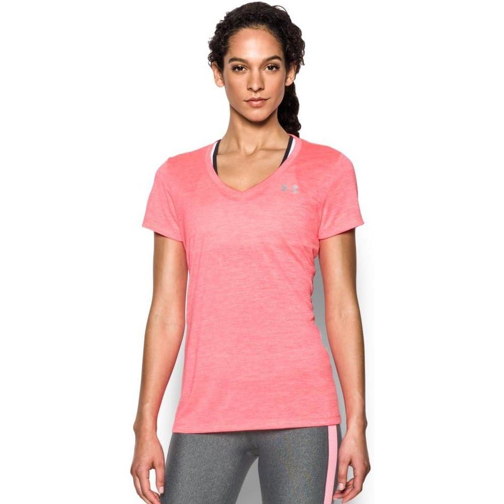 image:imageUnder Armour Womens Tech VNeck Twist ShortSleeve TShirtBrilliance Metallic Silver