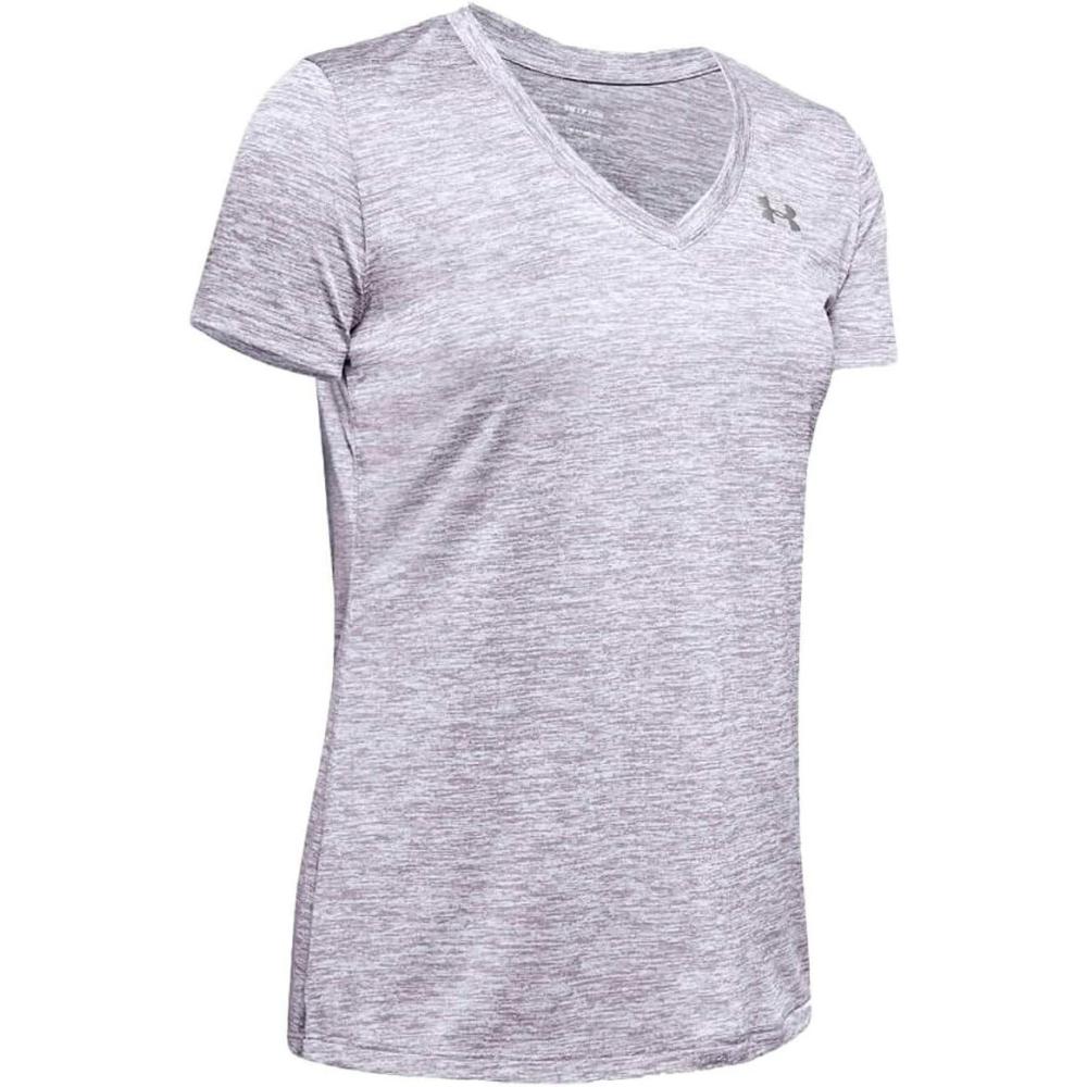 image:imageUnder Armour Womens Tech VNeck Twist ShortSleeve TShirtCrystal Lilac 571Tonal