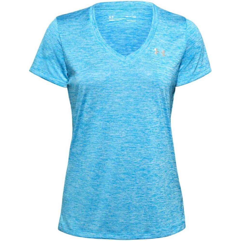 image:imageUnder Armour Womens Tech VNeck Twist ShortSleeve TShirtEquator Blue 419Tonal