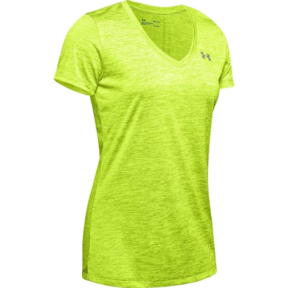 image:imageUnder Armour Womens Tech VNeck Twist ShortSleeve TShirtGreen Citrine 394Tonal